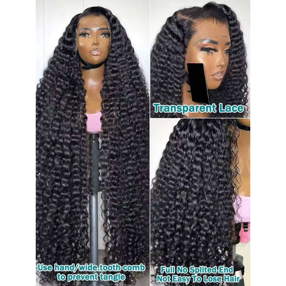 Lakeisha 30 42 Inch Curly Wigs Human Hair 6x6 Glueless 13x6 HD Lace Frontal Deep Wave Black Wig Preplucked Raw Indian For Women