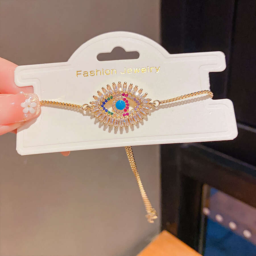 Luxury jewelry designer bracelet Zircon Eye Pull Chain Light High-end Sense Bracelet Exaggerated Personality Fashion Niche Jewelry