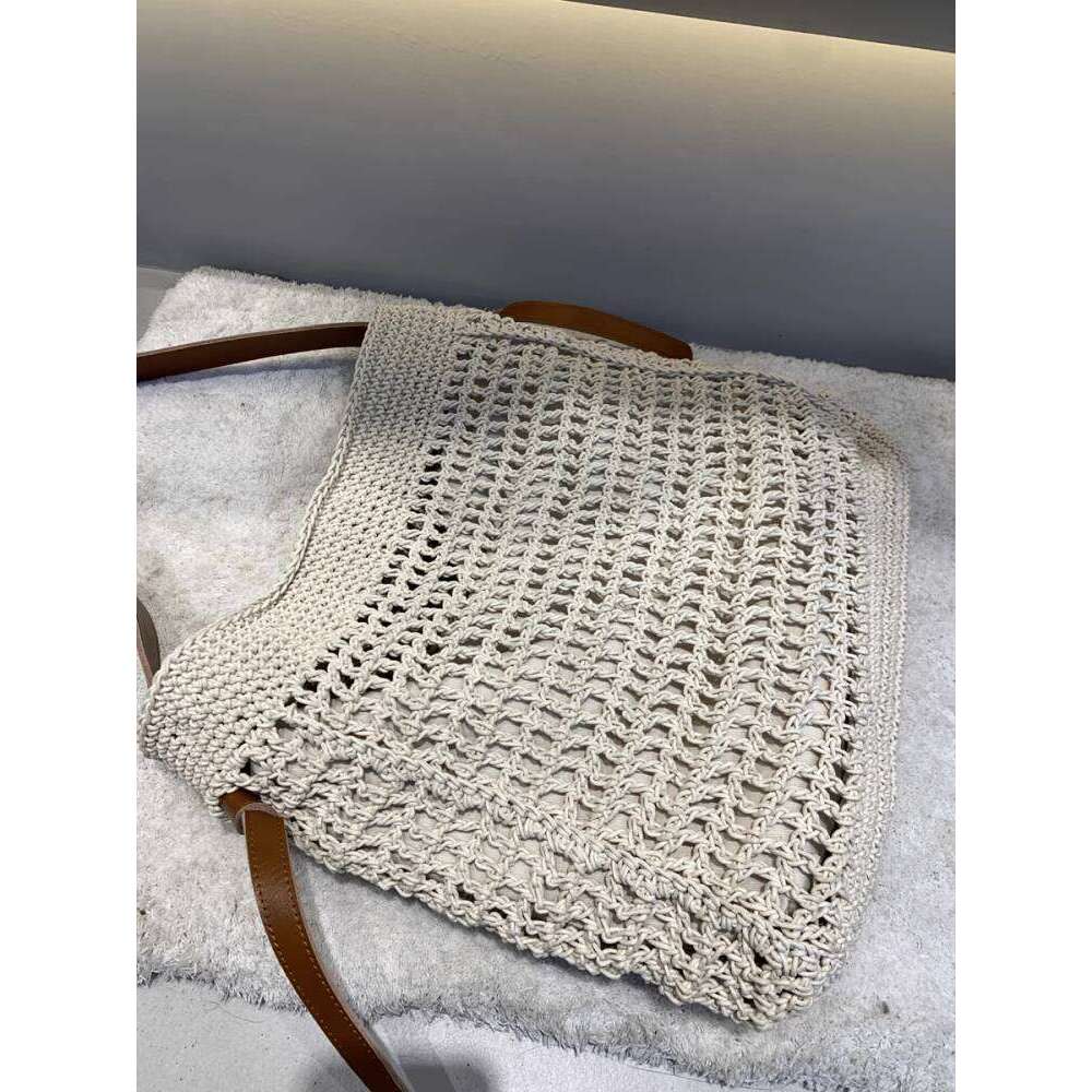 Large Capacity Crossbody Top Layer Cowhide New Summer Beach Vacation Commuter Wax Thread Woven Tote Bag