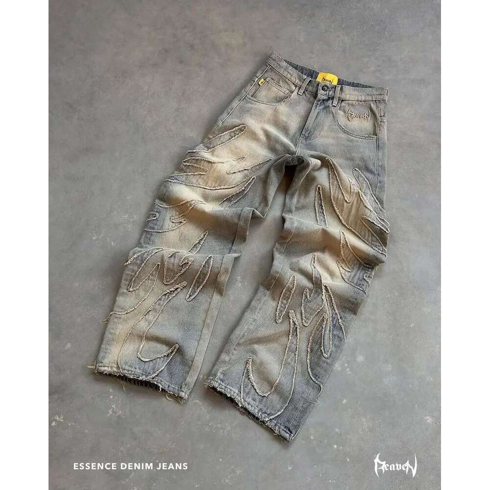 American Y2K Street Style Cozy Zipper Patchwork Detachable Loose Black Jeans Mid-Length Pants