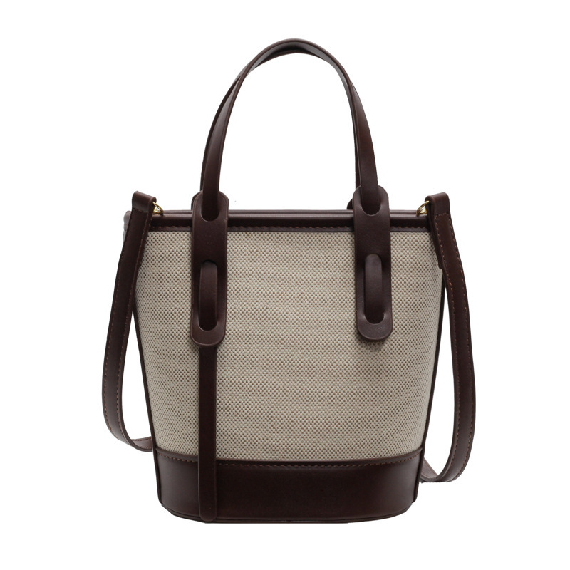 designer Vintage Canvas Tote Bucket Bag for Women Korean Style Simple 2025 Autumn Niche Versatile High-end Single Shoulder Crossbody Bag
