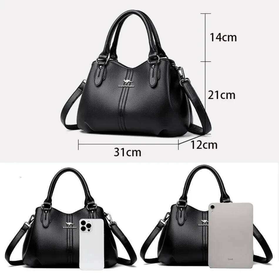 3 Layers Casual Handbags High Quality Soft Leather Messenger Sac Designer Tote Shoulder Crossbody Bags For Women 2024 New