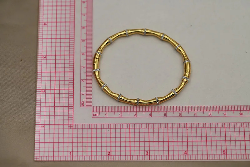 Stainless Steel Crystal Bamboo Bangles bracelets for Women Fashion Jewelry Delicate Bangle Accessories 250606