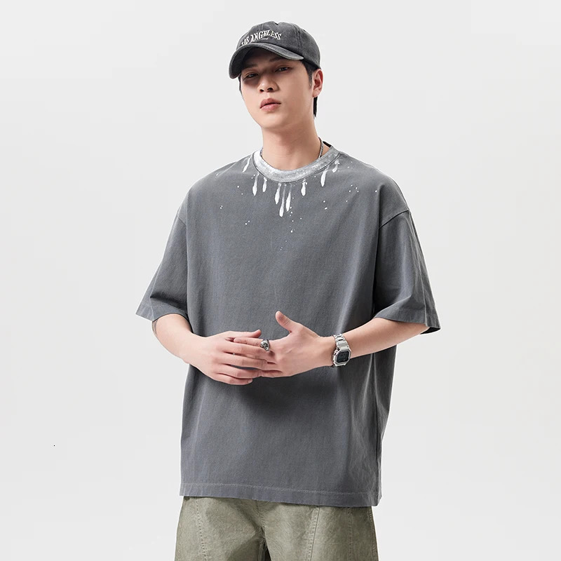 Summer Streetwear Tshirt Men Fashion Loose Casual Short Sleeve Pure Cotton T-shirt Cityboy Oversize T Shirt 250530