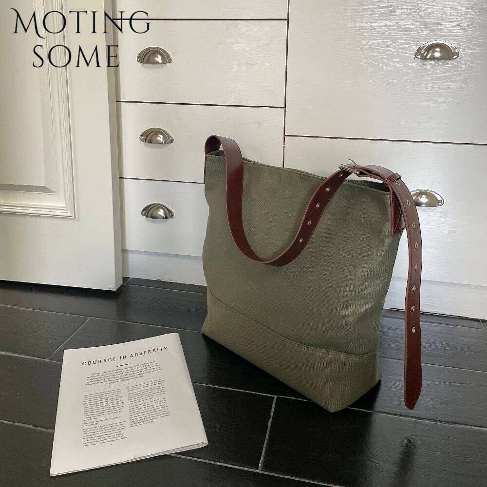 Spring Series High Quality Canvas Tote Bag Retro Design Shoulder Handbag Large Capacity Casual Daily Bucket 2025 New