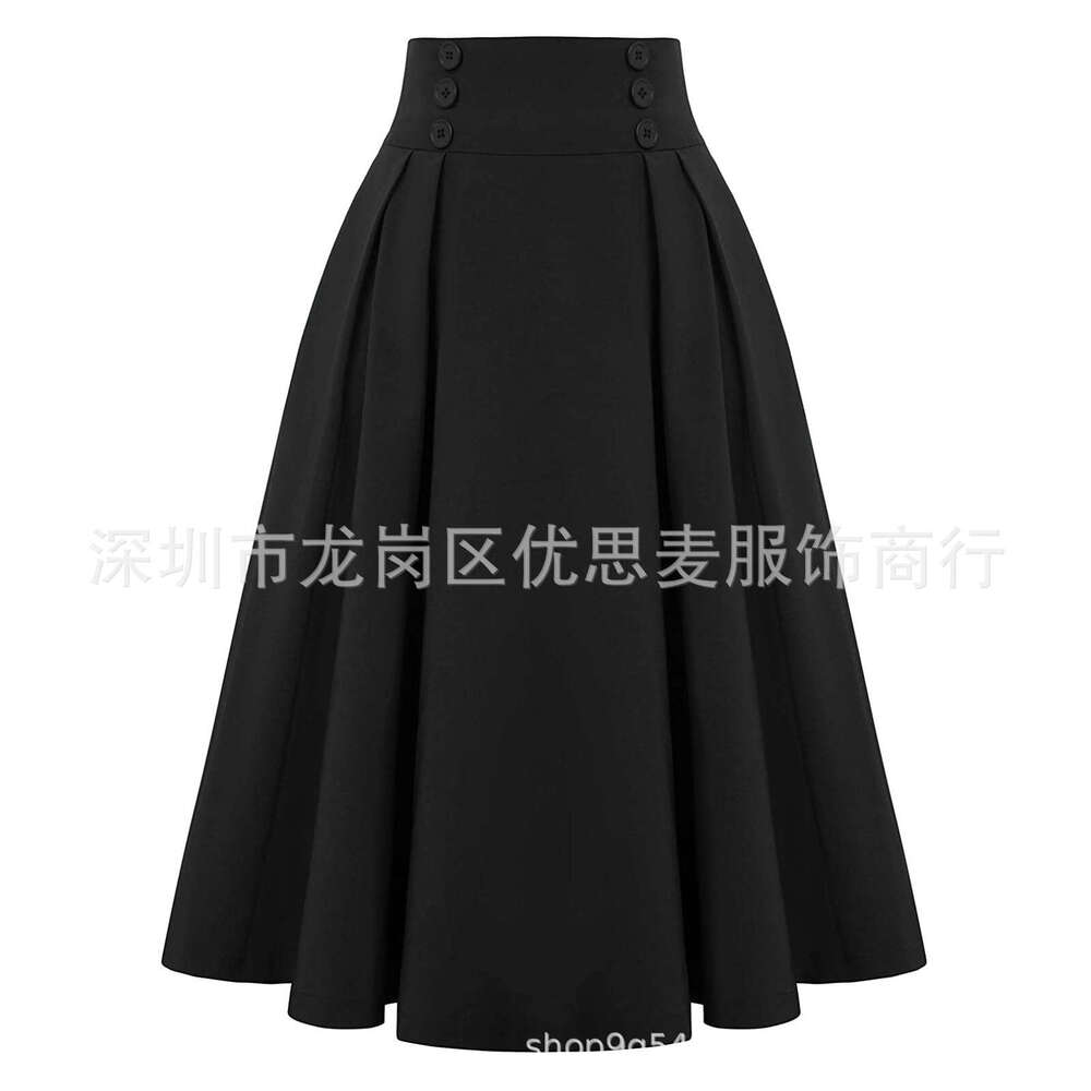 24 New Color-Block Decorated Plaid For Women Versatile Flared Skirt B5