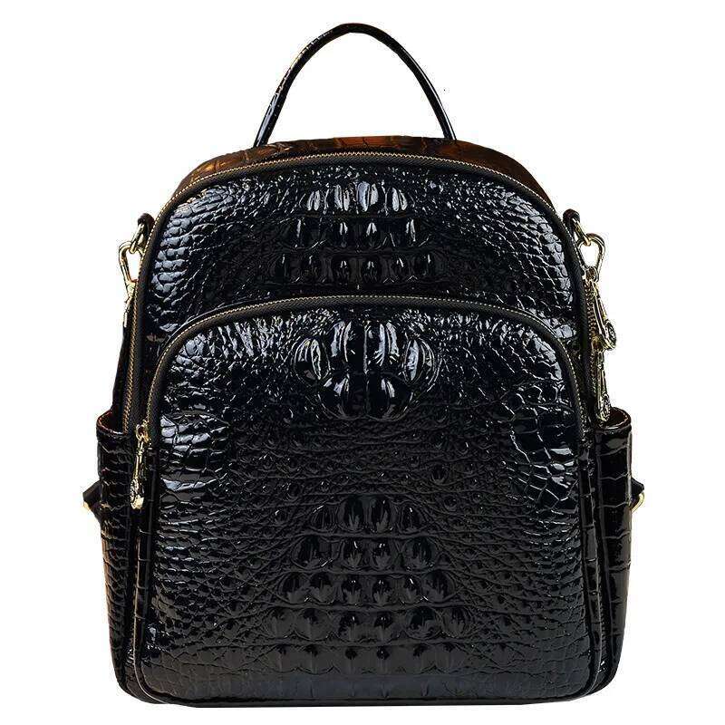 2025 Crocodile Pattern Leather Women Large Capacity Schoolbag Casual Shoulder Travel Commuting Backpacks