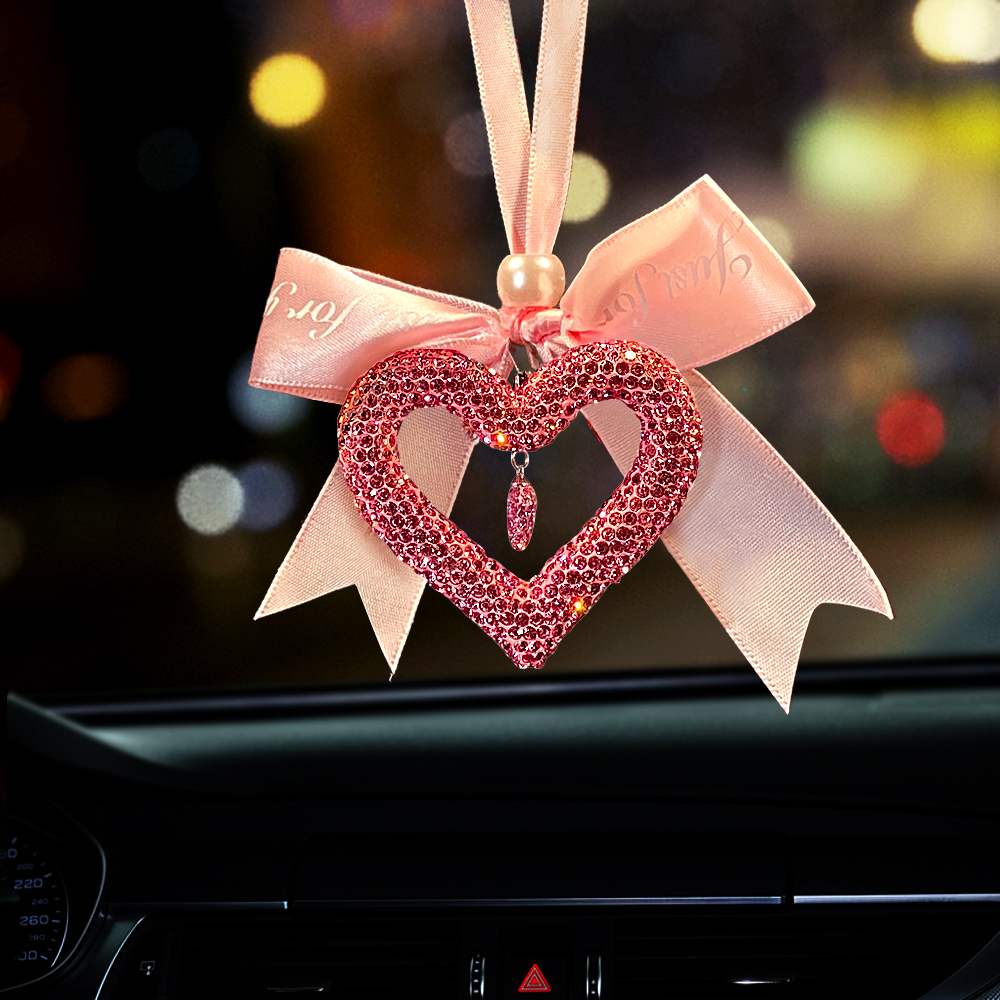 Car Charms Diamonds car interior accessories bow ribbon car carrier pendant ladies rear-view mirror pendant car creative decoration supplies