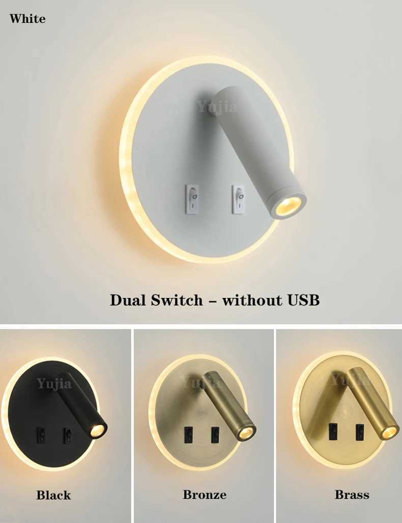 Modern Versatile LED Wall Sconce Lamp with Dual USB Ports Adjustable Side Reading Lights for Modern Bedrooms Studies and Hotels Z250605
