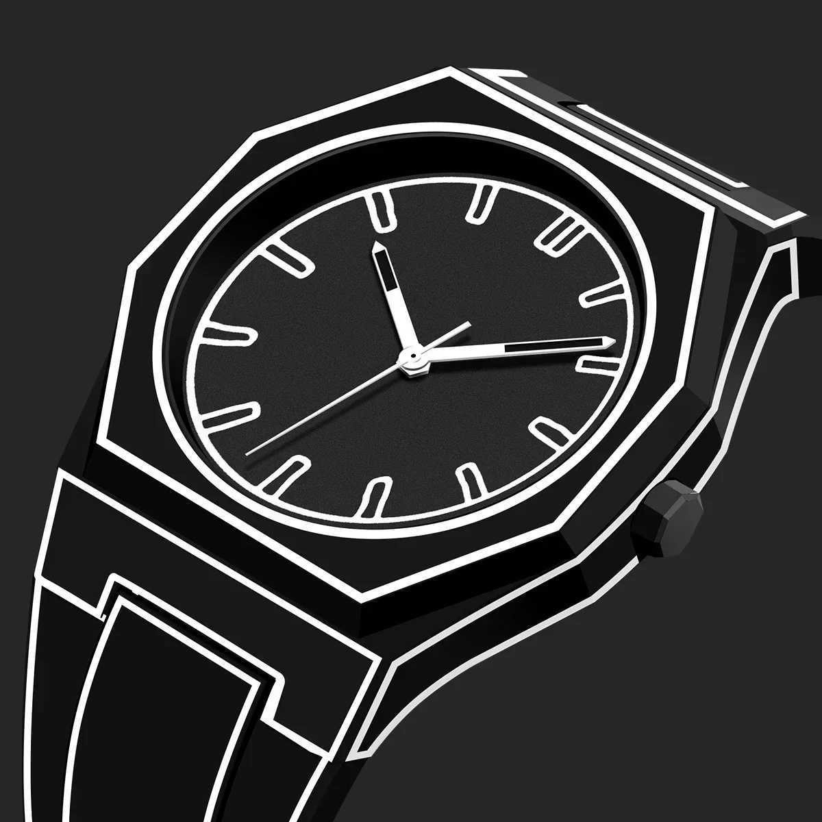 Modern Minimalist Sketching Creative Sports and Leisure Watch Creative Design Waterproof Watch Y250605