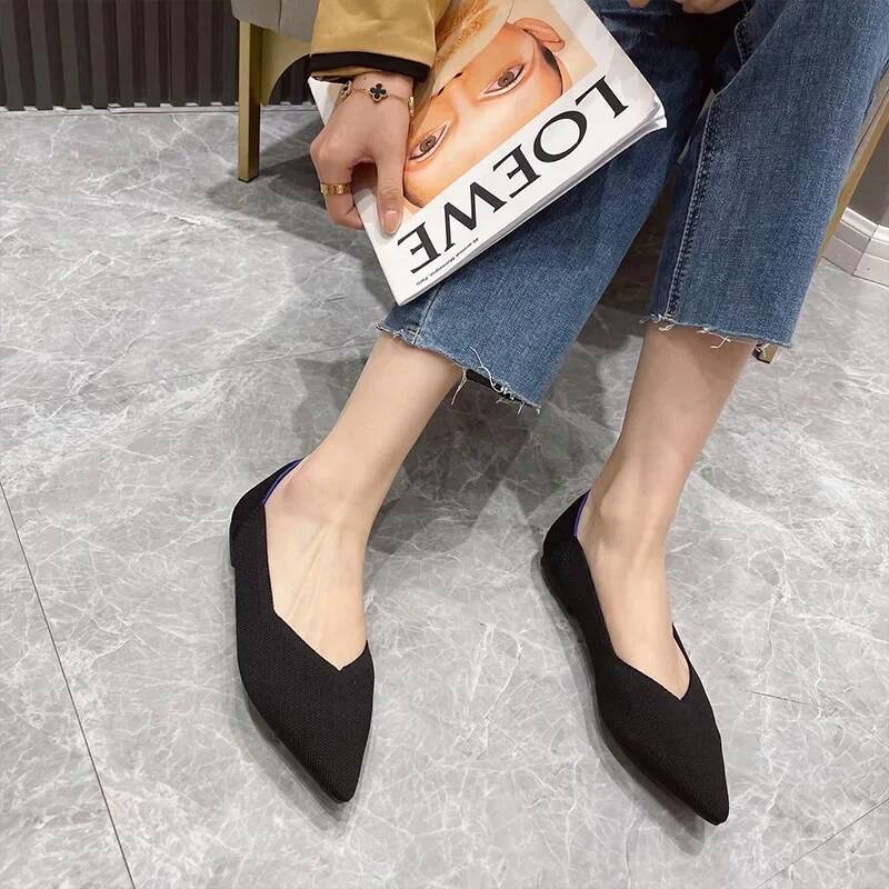 Ddmyoutdoor Knit Slip On Flat Women Mesh Loafers Stretch Shallow Dress Shoes Moccasins Comfort Ballet Flats Outdoor Shoes