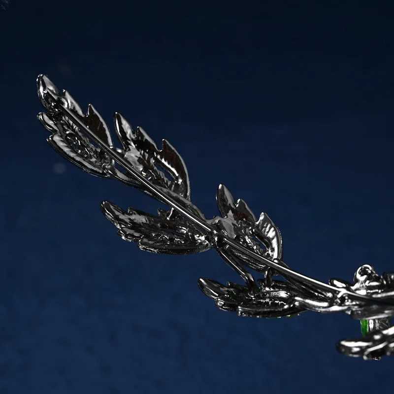 Vintage Gun Black Emerald Rose Green Fairy Crown Tiara Crystal Elf Tiara Bandana Hair Accessories for Women Costume Jewelry Z250605