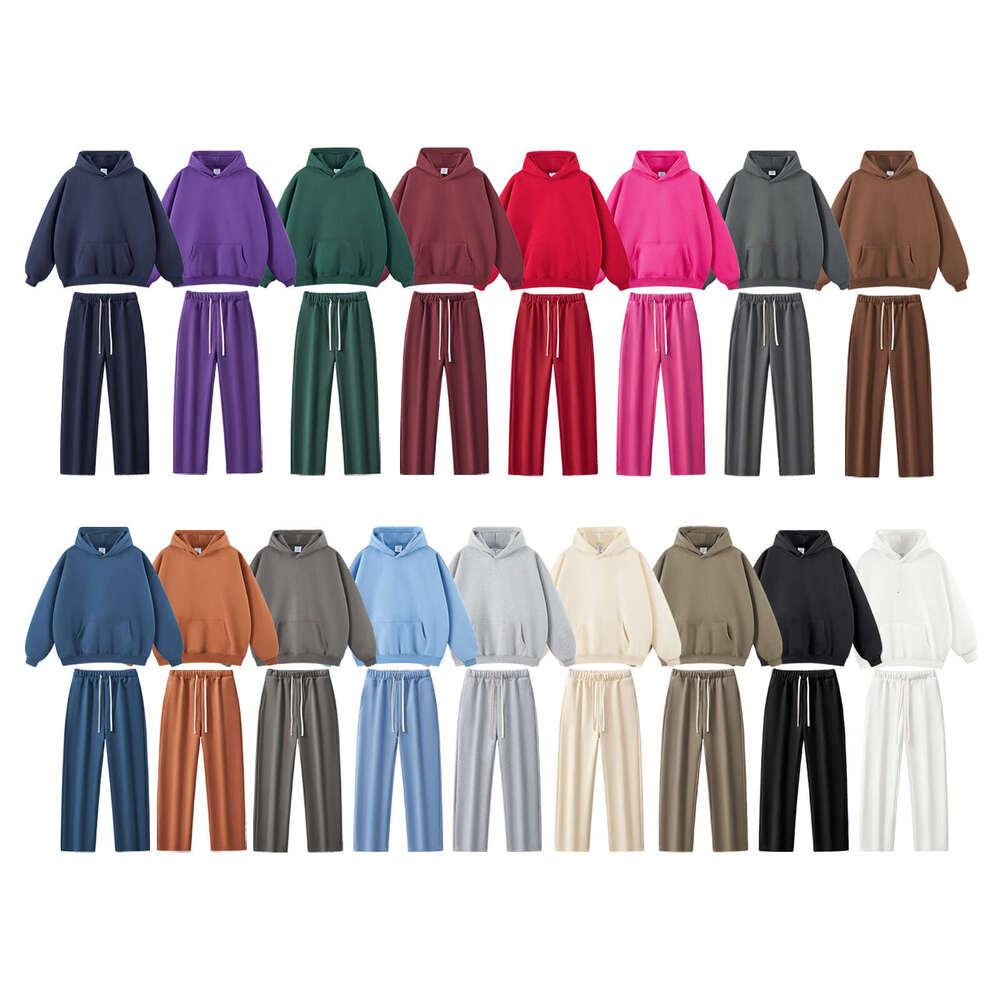 Men's Clothing|Autumn Winter INS Hooded Fleece Sweatpants American Style Trendy Sweatshirt Sports Set for Men