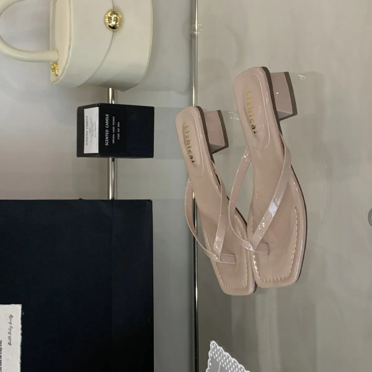 Square heel Slippers Women Summer Shoes Low Slides Pantofle Rubber Flip Flops Fashion Heeled Mules Block Hawaiian 250605