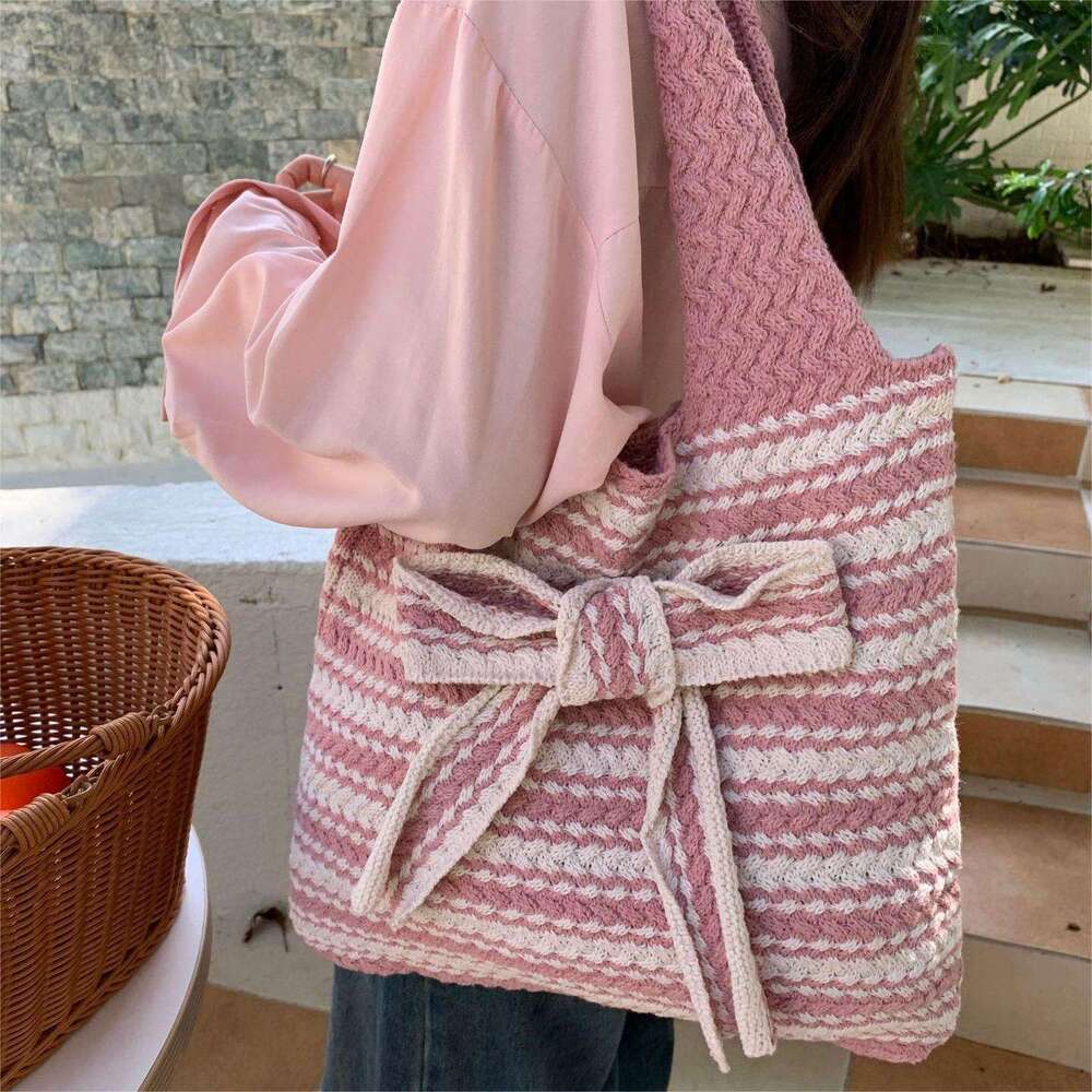 Large Capacity Knitted For Women New Autumn Korean Style Simple Shoulder Crossbody Bag Internet Celebrity High-Value Handbag B5