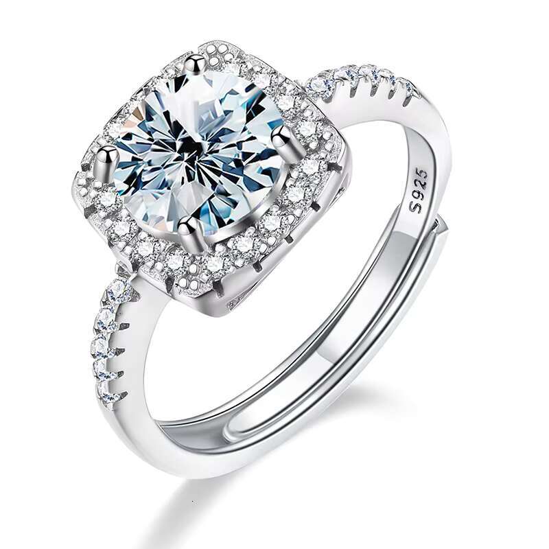 Wholesale Pure S925 Sterling Silver 18k Gold Gra VVS 3ct Diamond Moissanite square Shape Ring Wedding Fine Jewelry for Men Women