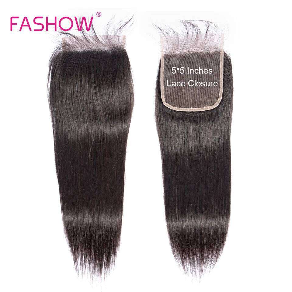 Human with 5x5 6x6 Bigger than 4x4 Malayisan Straight 3 Bundles With Closure Fashow Remy Hair Weaves