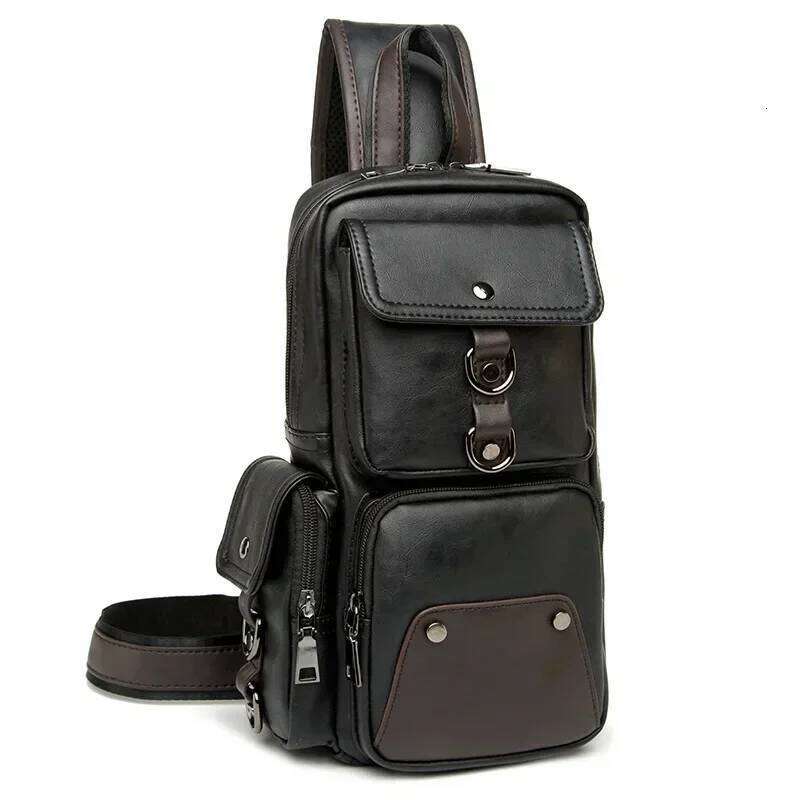 Vintage Designer Leather Crossbody For Men Messenger Chest Fashion Casual Bag Waterproof PU Single Shoulder Bags