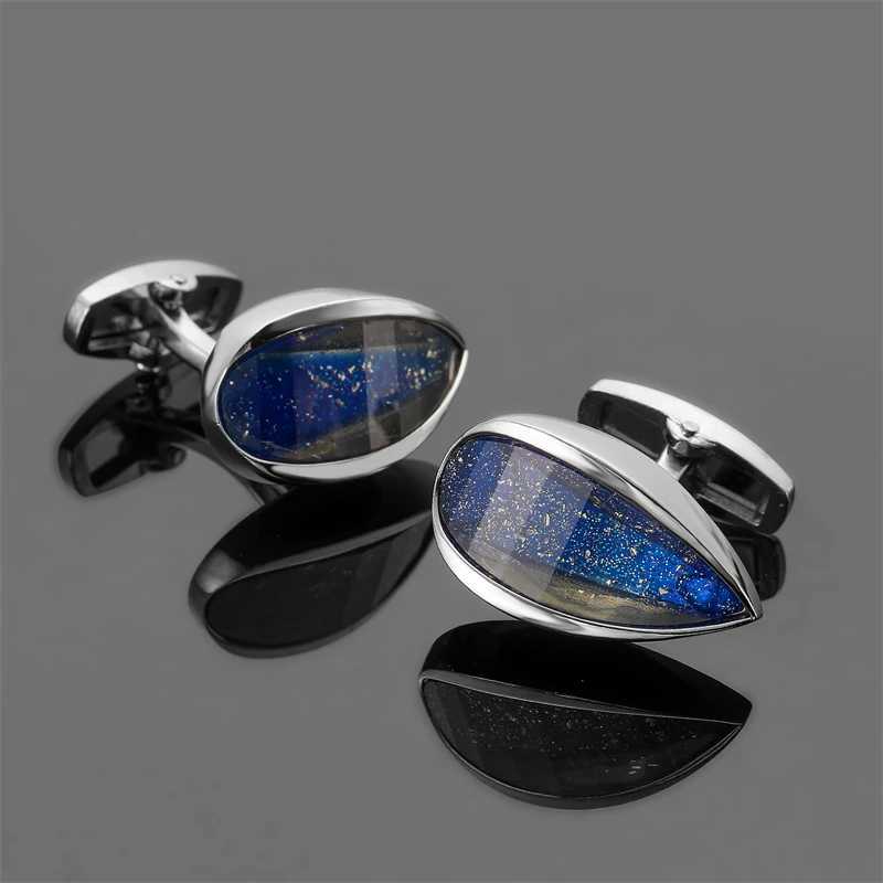 High quality mens French shirt cufflinks luxury Blue red Water Drop crystal cuffs button business suit accessories jewelry gift W250606