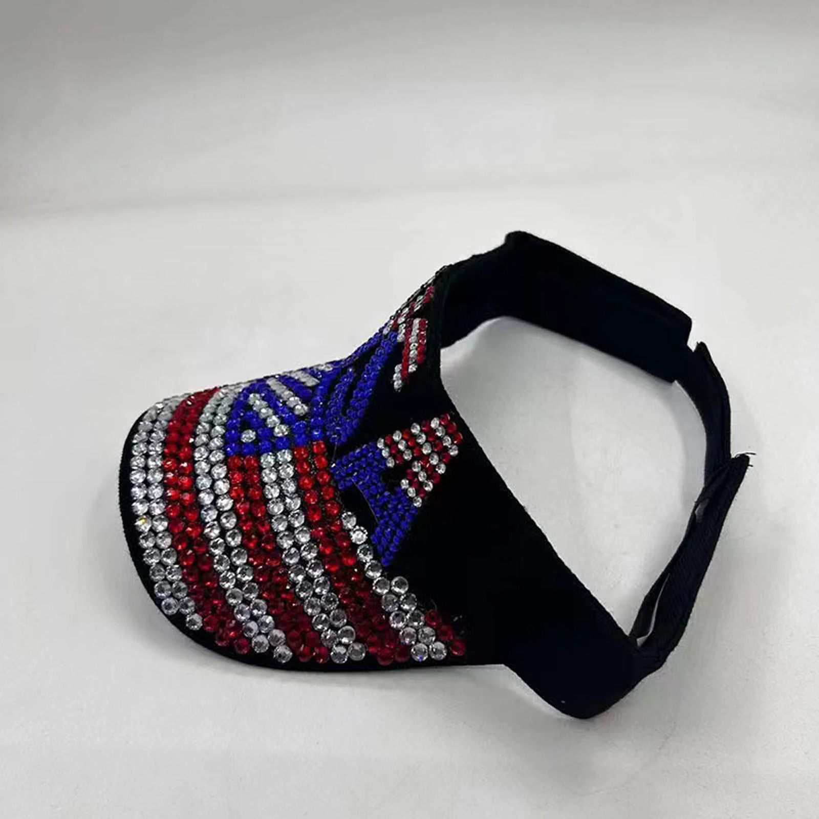 Stylish Women s Rhinestone Embellished Patriotic Sun Visor with Letter Stripe n for Outdoor Sports and Beach Activities 250603