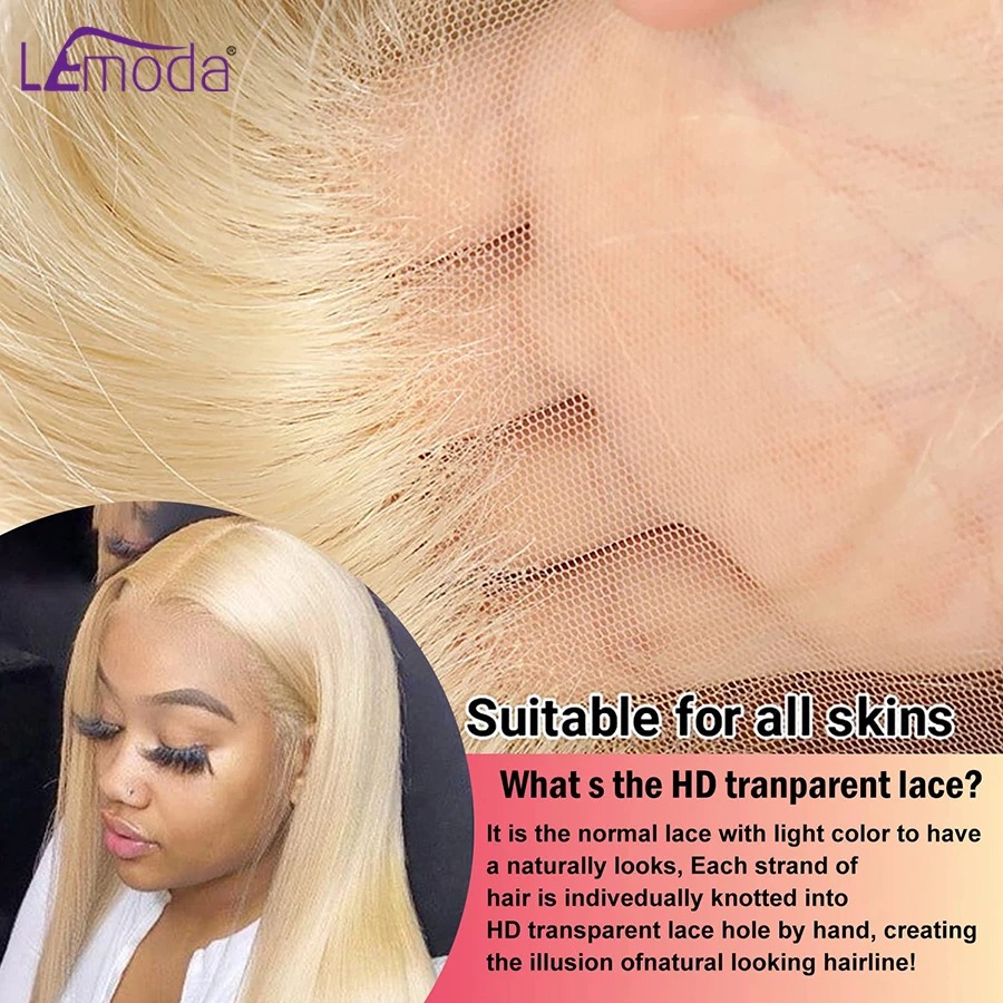 13x4 13x6 HD Transparent Full Frontal Lace 613 Blonde Colored Straight Human Hair Wigs Lace Front Wigs For Women 34 36 Inches Synthetic