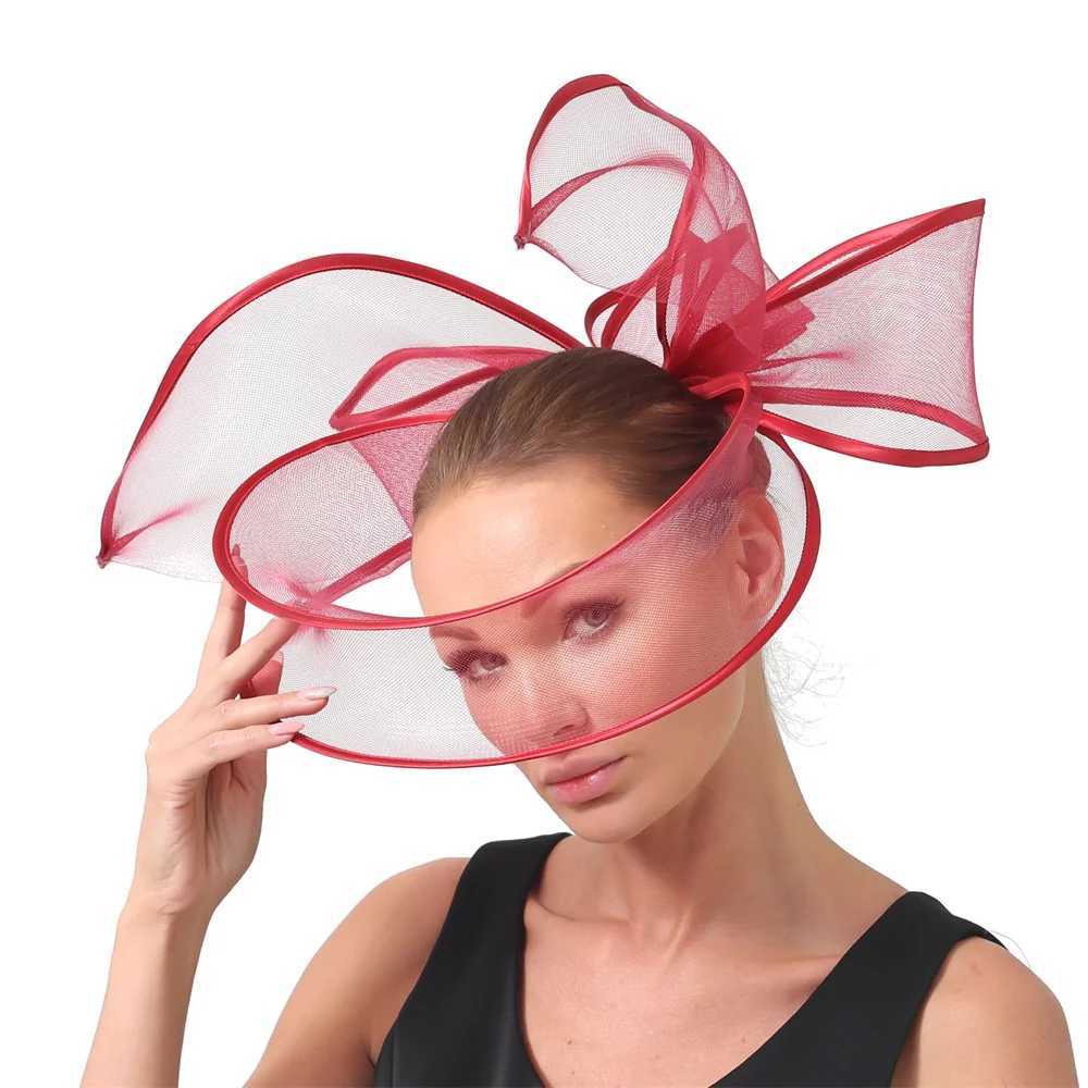 2024 New Fashion Fascinator Hat with Hair Clips Party Big Hat Nice Crinoline Headwear Church Wedding Bride Womens Hair Accessories Z250605