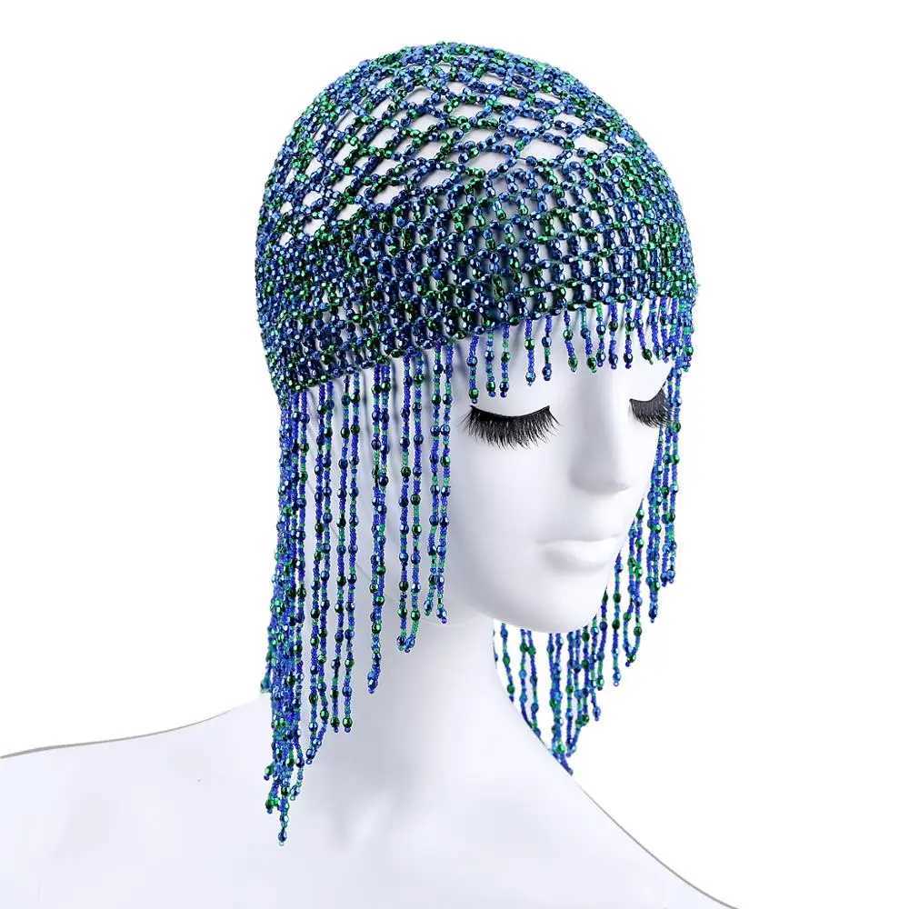 Girls Womens Exotic Cleopatra Beaded Belly Dance Head Cap Hat / Hair Accessory / Headpiece for Party Wedding Showing 1015 Z250605