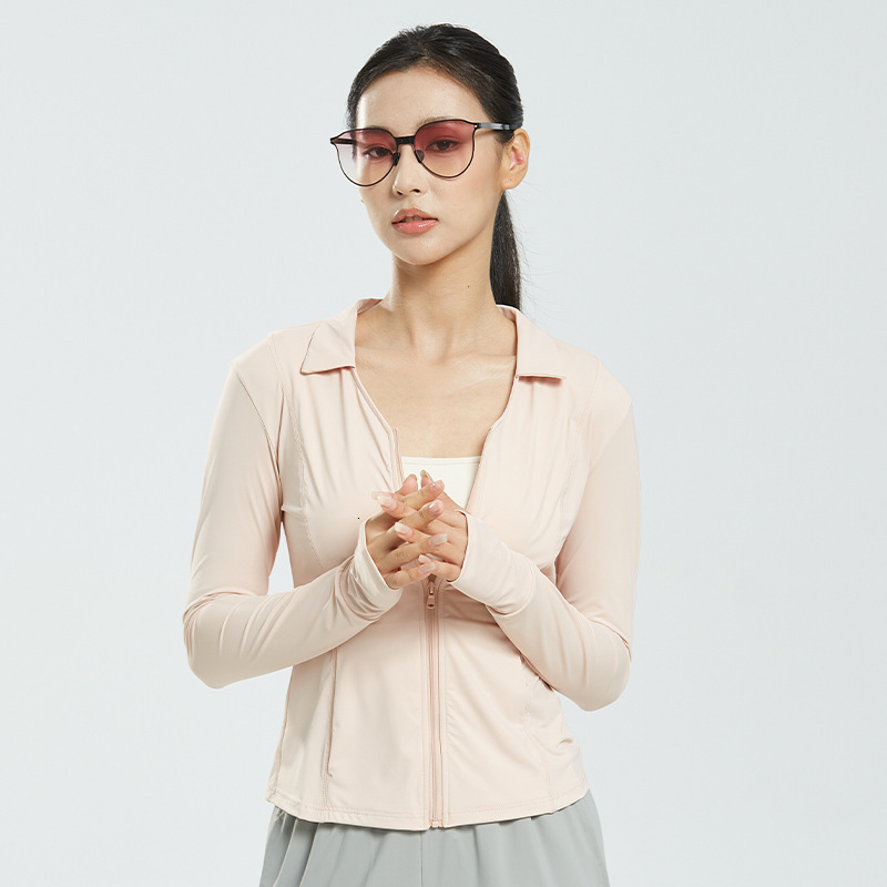 Ddmyoutdoor Original Yarn Slim Fit Lapel Tight Fitting Stand Up Collar Hooded Clothing For Women Figure Enhancing Sun Protection Shirt Upf Jogging Sui