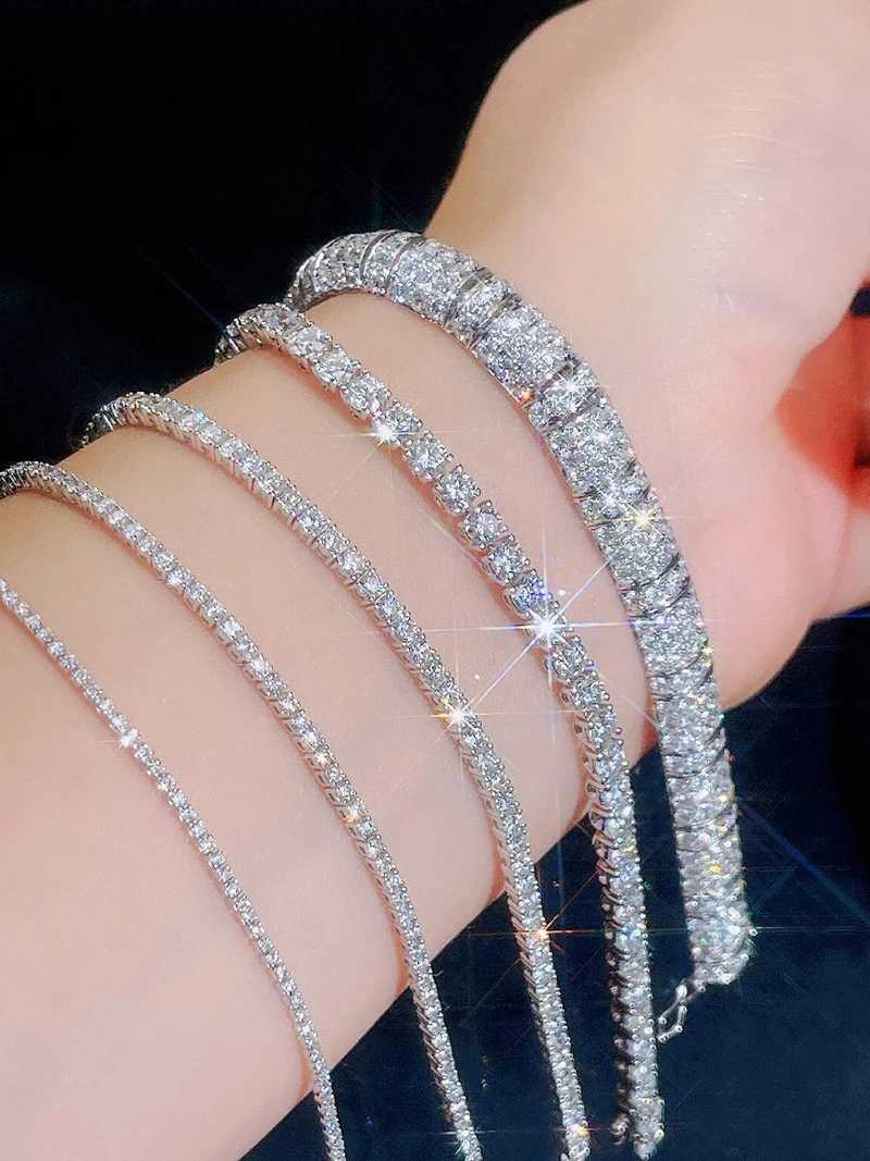 2-6.5mm Real Moissanite Tennis Bracelet for Women Christmas Gift Platinum Plated 100% 925 Sterling Silver Wedding Jewelry W250606