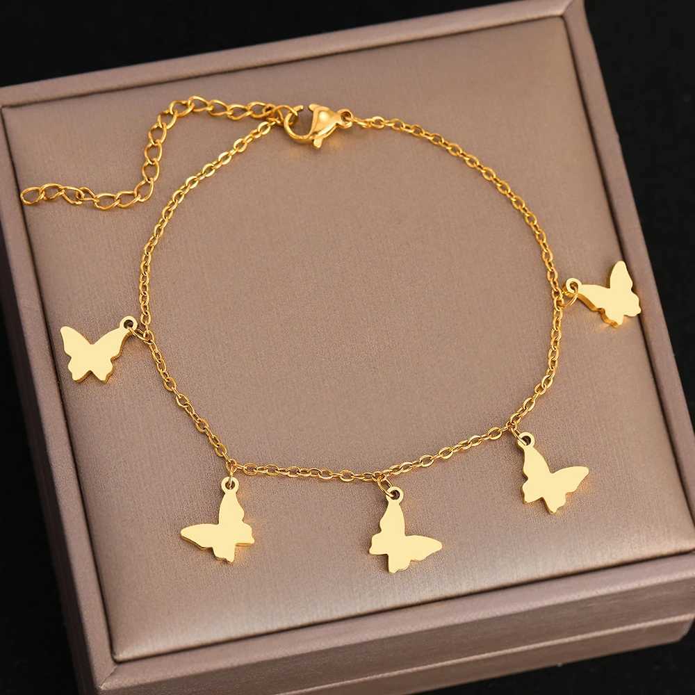 Stainless Steel Bracelets Exquisite Butterfly Elegant Temperament Pendants Fine Chain Vintage Fashion Bracelet For Women Jewelry W250606