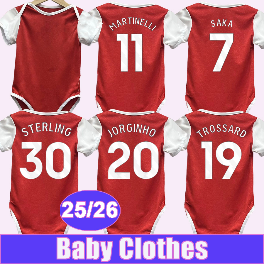 25 26 SAKA G.JESUS Baby Clothes Soccer Jerseys MARTINELLI TROSSARD STERLING SALIBA GABRIEL J.TIMBER ZINCHENKO KIWIOR TOMIYASU Home Football Shirts