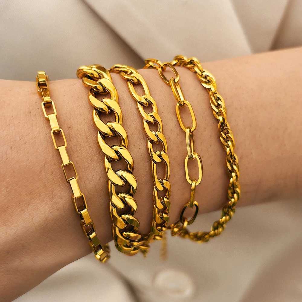 Stainless Steel Bracelet Premium Texture Chunky Chain Simple Bracelet No Fade High Quality Atmosphere Bracelet For Women Jewelry W250606