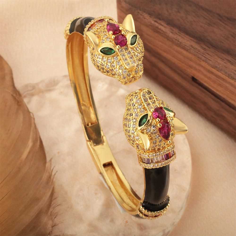 High Quality Jet Leopard Fashion Bracelet Wtih Ring Wens Bridal Jewelry Set Exquisite AAA Cubic Zirconia Bracelet X241106