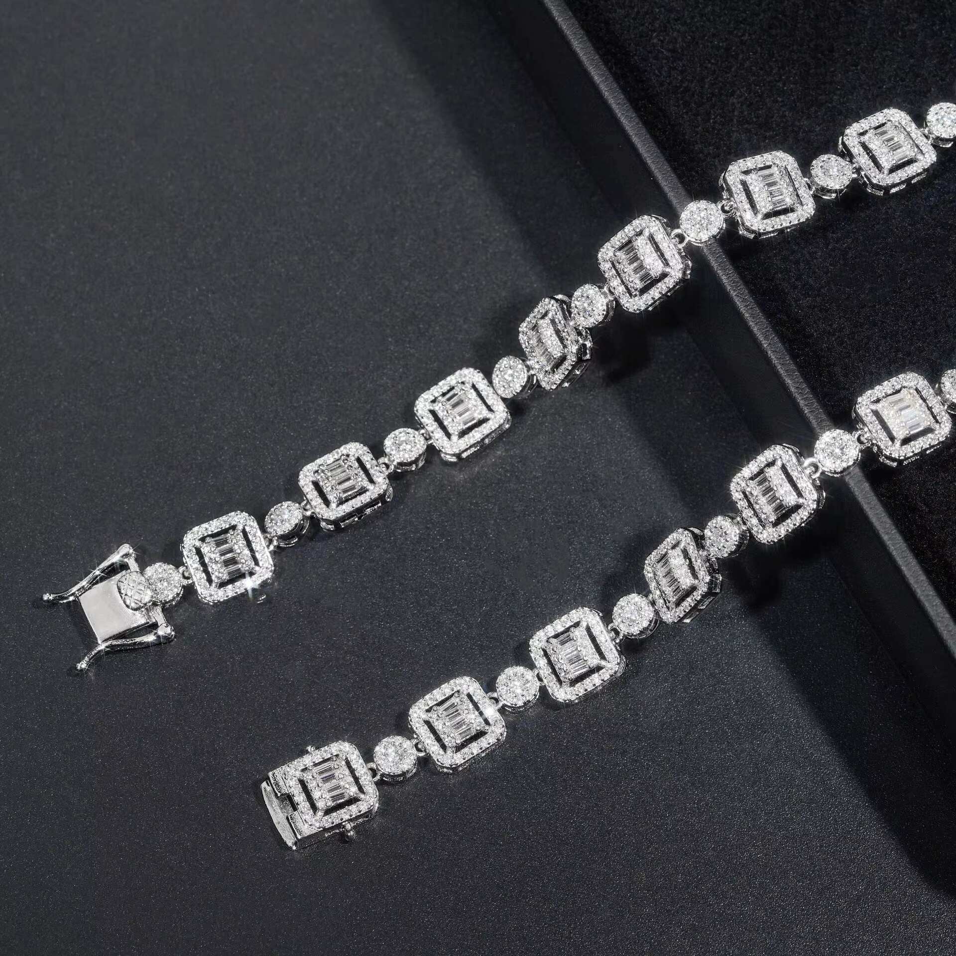 New Custom High Quality Hip Hop 9.5MM Cuban Necklace 925 Sterling Silver Iced Out Vvs Moissanite Cuban Chain Link