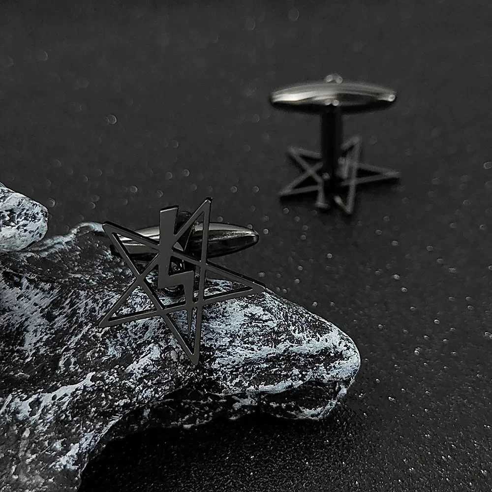 Classic Five Point Star Lightning Men Cufflinks Stainless Steel Clasp Women Clips Faith Amulet Jewelry Wedding Party Suit Gift W250606