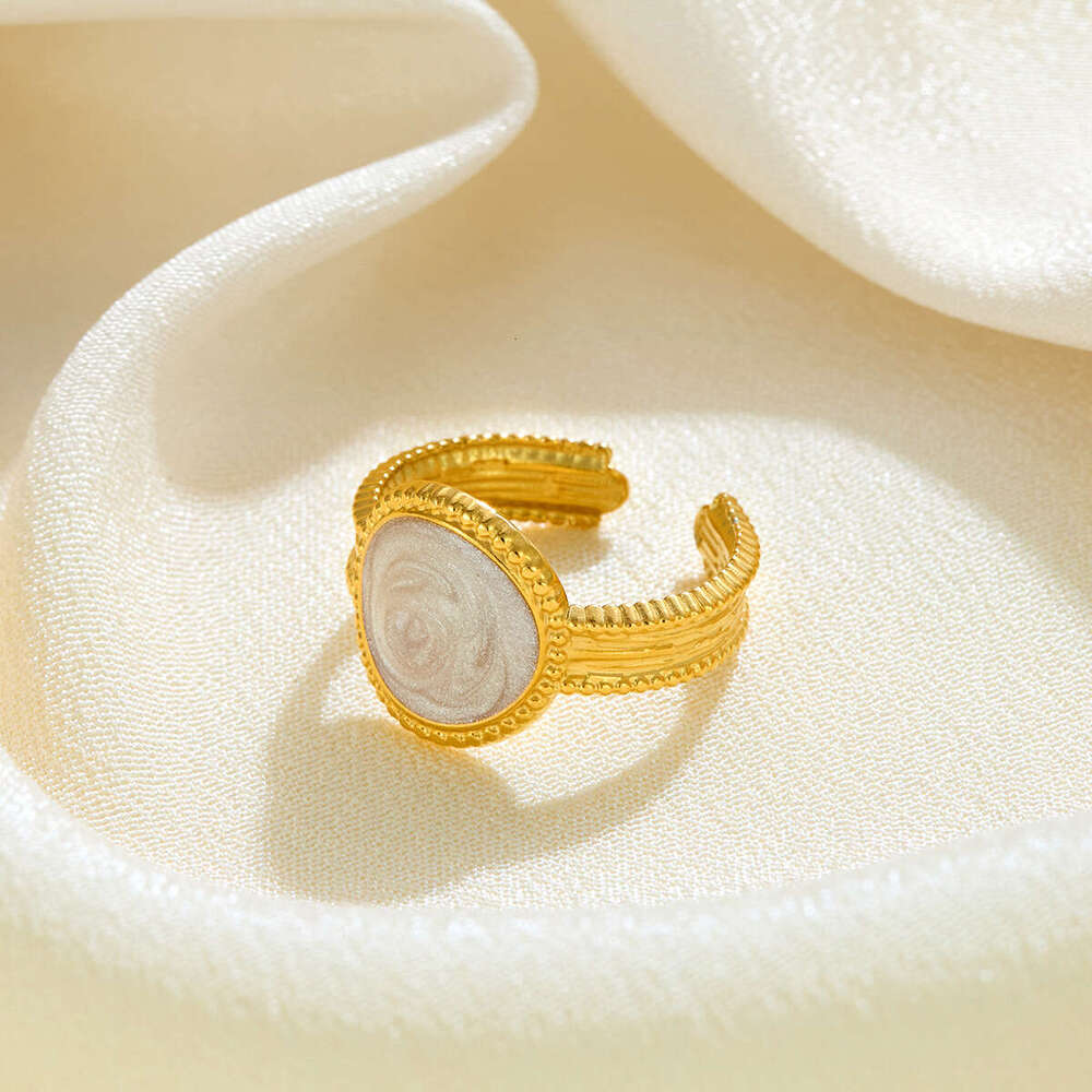 Stainless Steel Open Ring with Oil-Drop Design - Unisex Elegant Pendant Jewelry