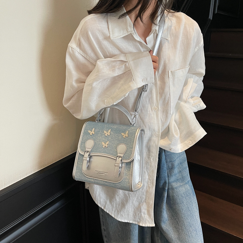 designer High-End Niche Denim Fabric Backpack for Women 2025 New Trendy Fashion Single Shoulder Crossbody Travel Small Backpack
