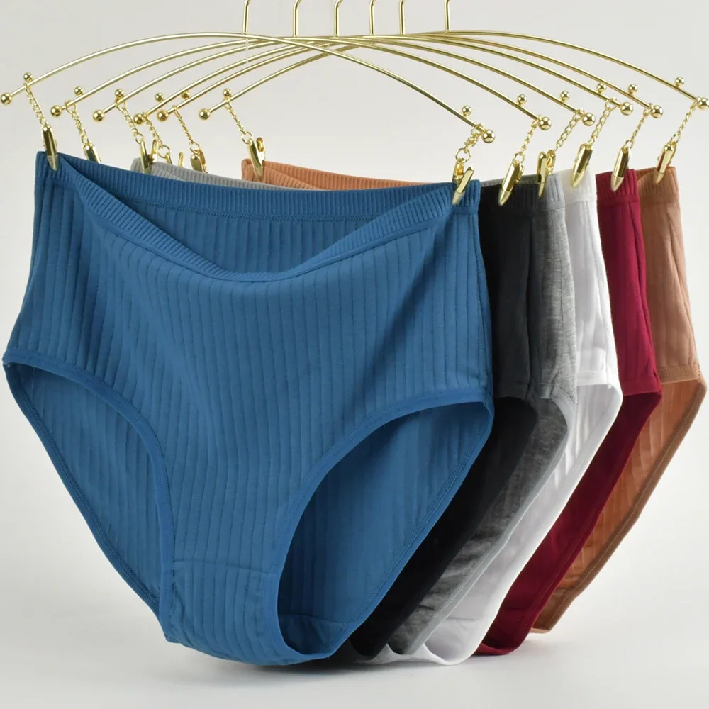 Soft High Waist Cotton Panties Underwear For Women Breathable Plus Size Woman Briefs Female Lingerie Underpants Panty Striped 250609
