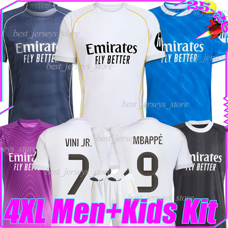 5XL 2025/26 MBAPPE BELLINGHAM soccer jerseys VINI JR RODRYGO BRAHIM CARVAJAL ARDA GULER VALVERDE MODRIC ENDRICK BRAHIM LUCAS men kids kit socks set football shirts