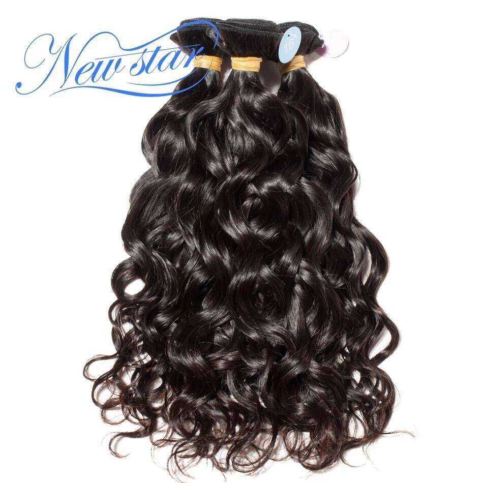 New Star Natural 3 Bundles Peruvian Virgin Weave Extensions Water Wave 100% Unprocessed Raw Human Hair Weaving