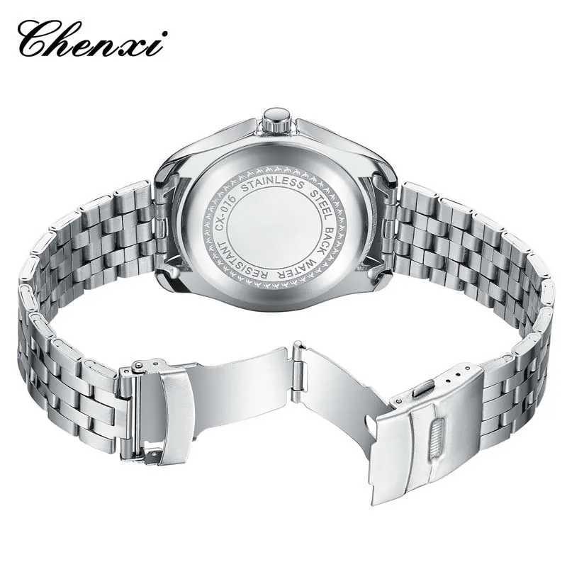 CHENXI Brand Silver Mens Watch Fashion Business Waterproof Calendar Quartz Wristwatch Mens Clock Stainless Steel Y250605