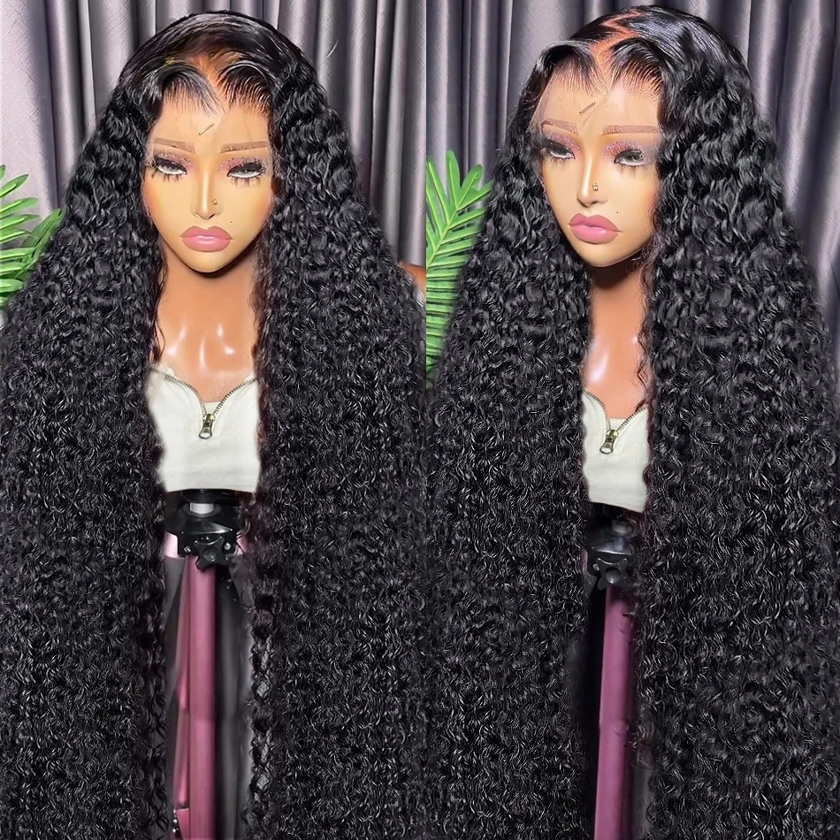 Kinky Curly Human Hair Wigs Water Deep Wave Brazilian HD Lace Frontal Wig 13x6 Human Hair Wig For Women Synthetic