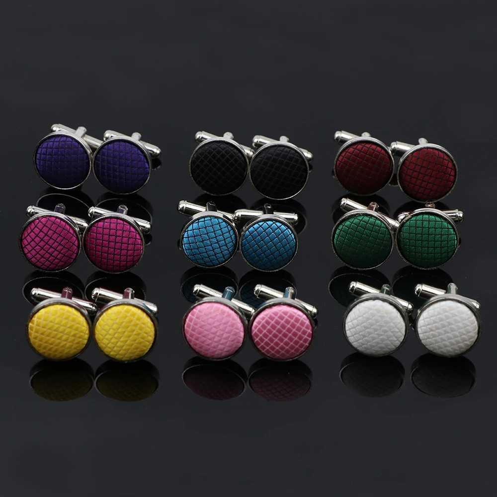 Classic Solid Color Plaid Cufflinks For Men High Quality Cufflinks Unique Wedding Groom Shirt Suit Collar Jewelry Accessories W250606