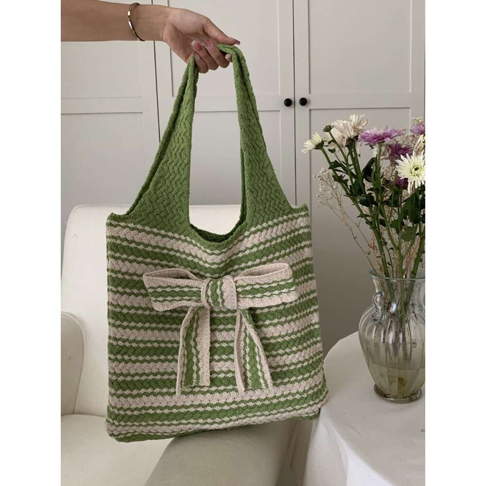 Large Capacity Knitted For Women New Autumn Korean Style Simple Shoulder Crossbody Bag Internet Celebrity High-Value Handbag B5