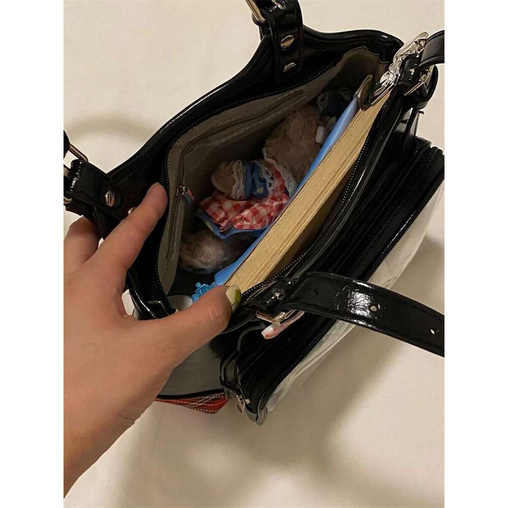 Classic Academy Style Ins Black And Red Plaid Transparent Pain Small Capacity 10Cm Baby Daily Commuter Shoulder Bag
