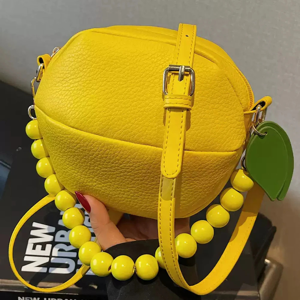 Summer Lychee Pattern Lemon Shape Crossbody Bag Women ed Solid Zipper Versatile One Shoulder Bags Casual Commute Packs 250605