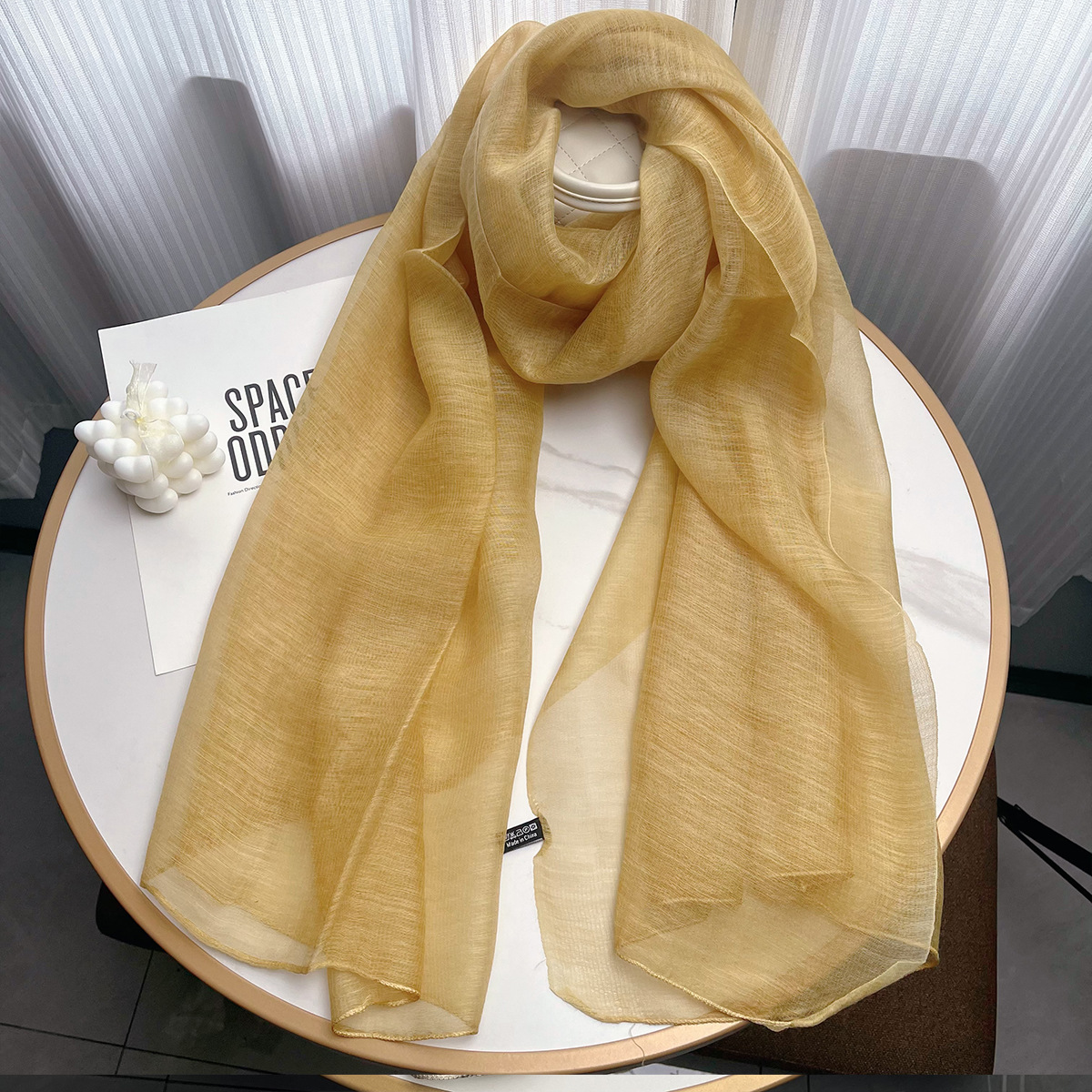 K942 Solid color wool silk scarf 2024 spring and autumn thin scarf for women's literary style clothing matching shawl