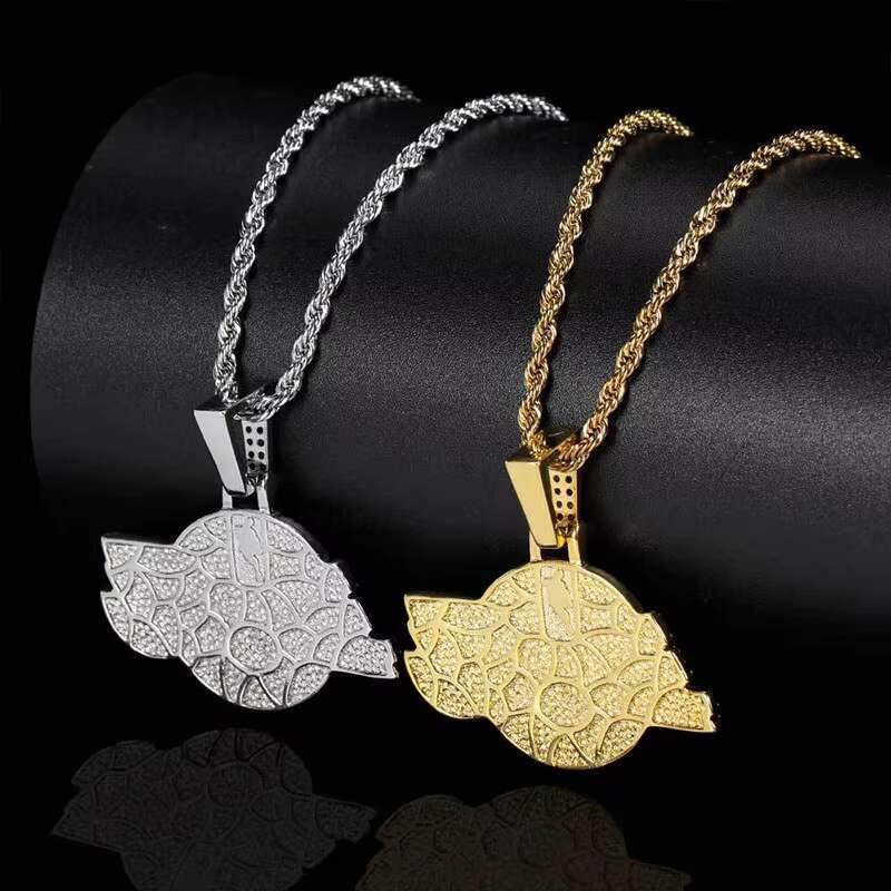 Wholesale 18k Gold Plated Basketball Team Necklace Pendant Custom Iced Out 925 Silver Quality Pendants Hip Hop Jewelry