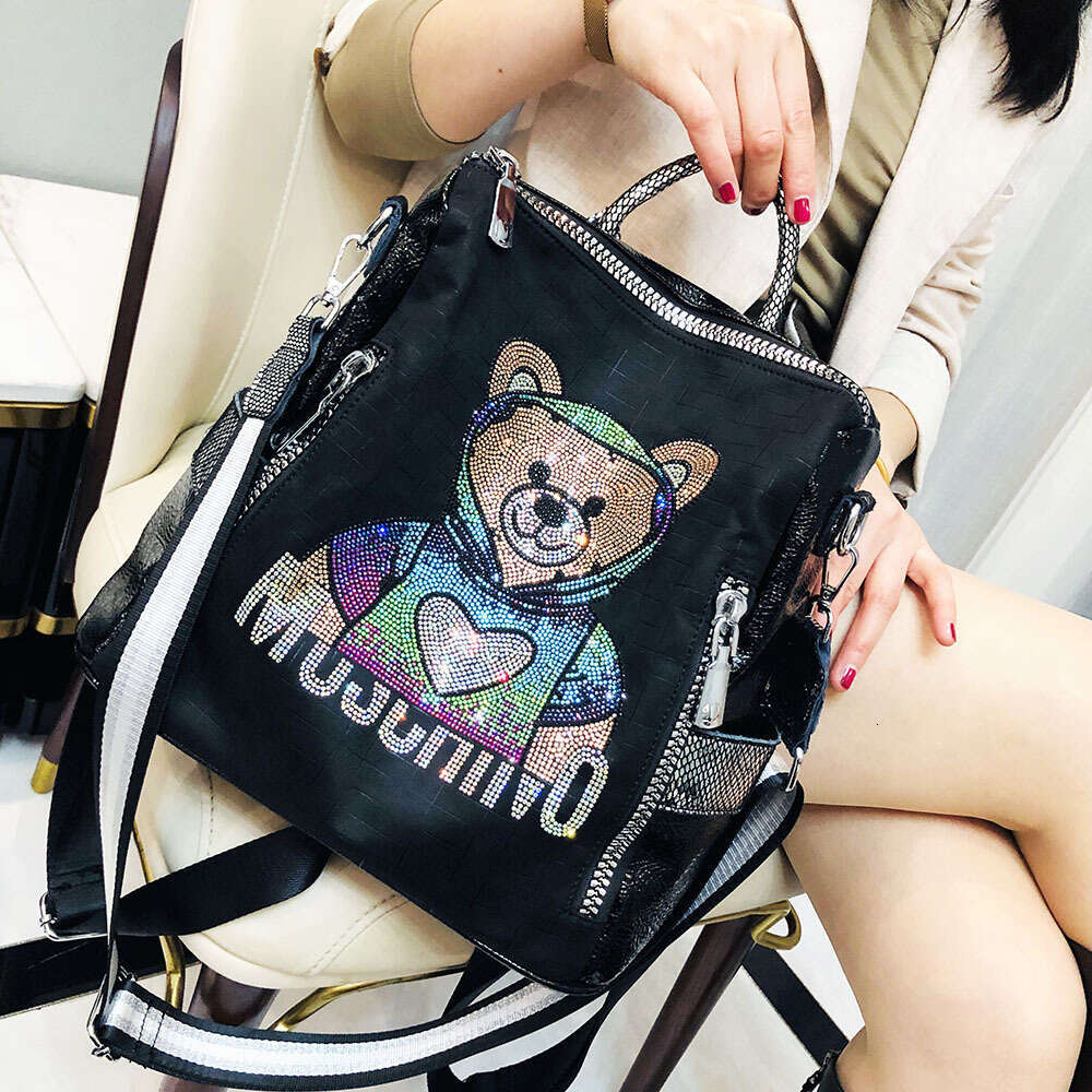 1033-50 Colorful Diamond Bear For Women New Fashion Personality Large Capacity Backpack Elegant Versatile Women's Bag