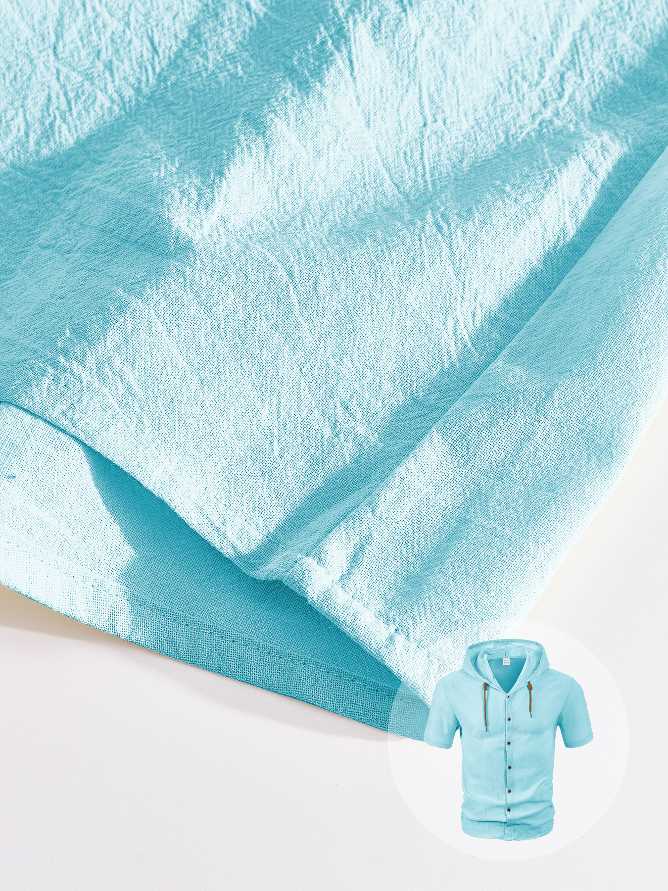 Summer Casual Shirts For men Cotton Linen Hoodies Men Summer Thin Breathable Linen Loose Hooded Men's Short-Sleeved Shirt Size: S-3XL (European S